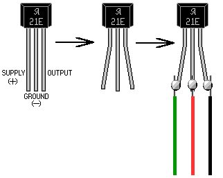 Soldering wires to the Hall effect switch